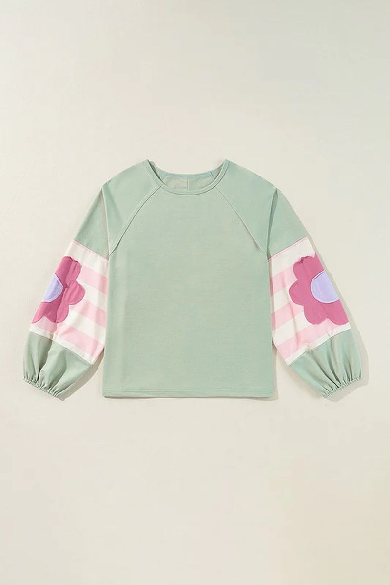 Women Flower Patchwork Oversized Sweatshirts
