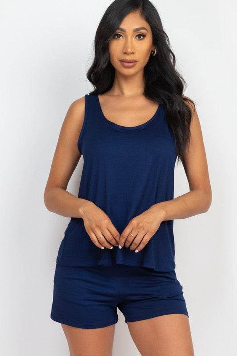 Basic Comfy Tank Top & Mini Casual Shorts Set
