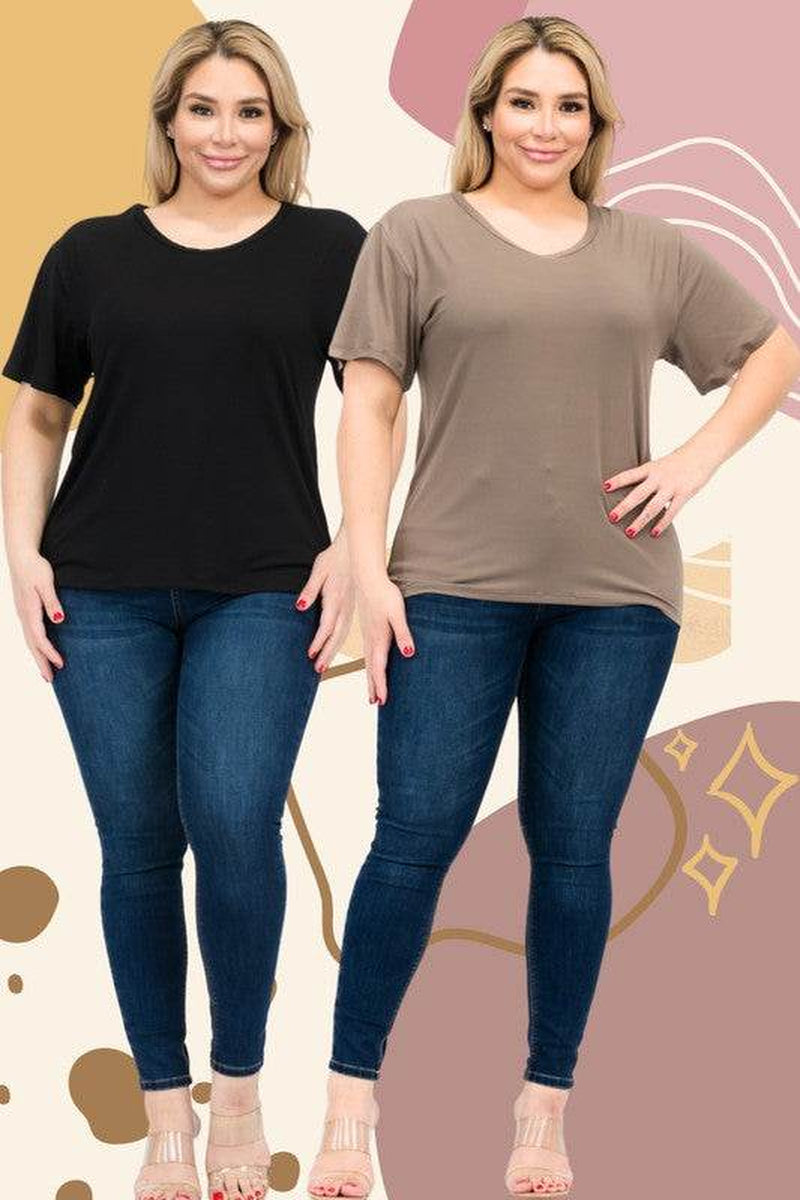 Plus Size Basic Short Sleeve T-Shirt