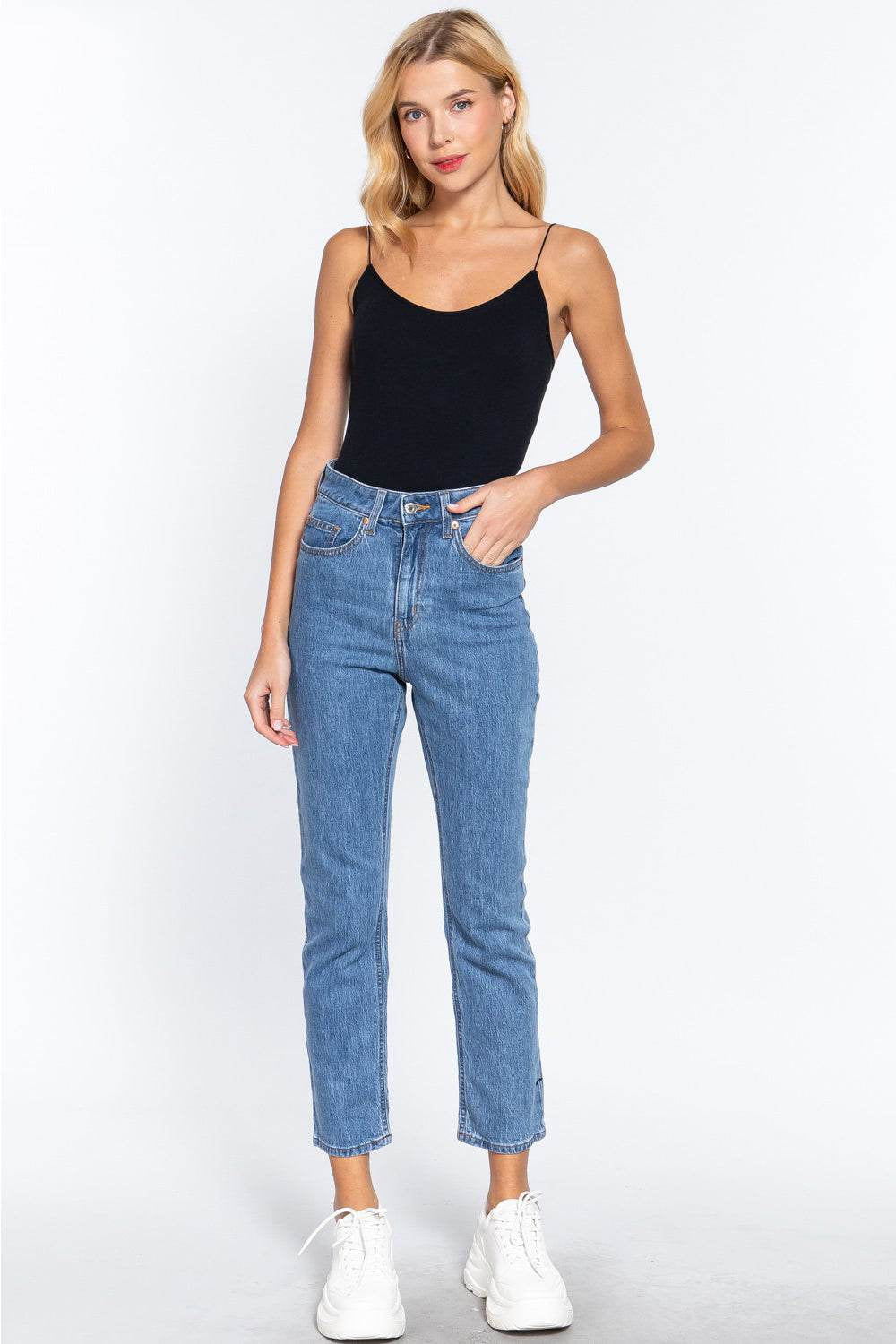 ACTIVE BASIC Ribbed round Neck Seamless Cami Bodysuit