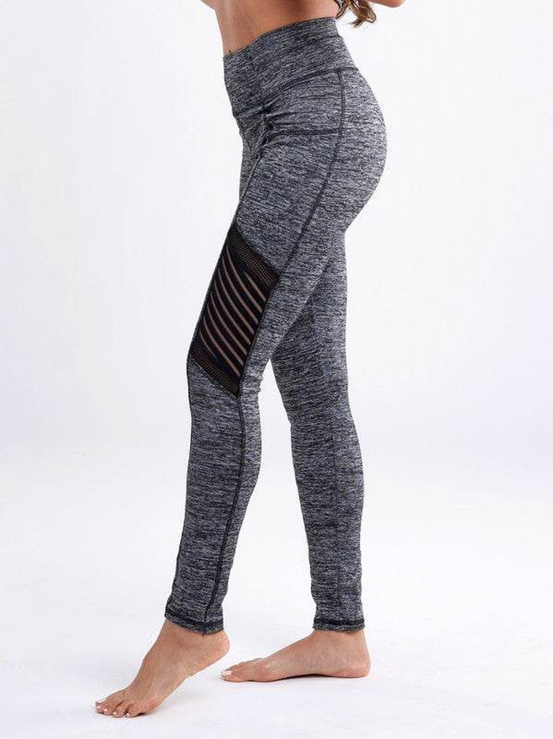 High-Waisted Workout Leggings with Mesh Panels